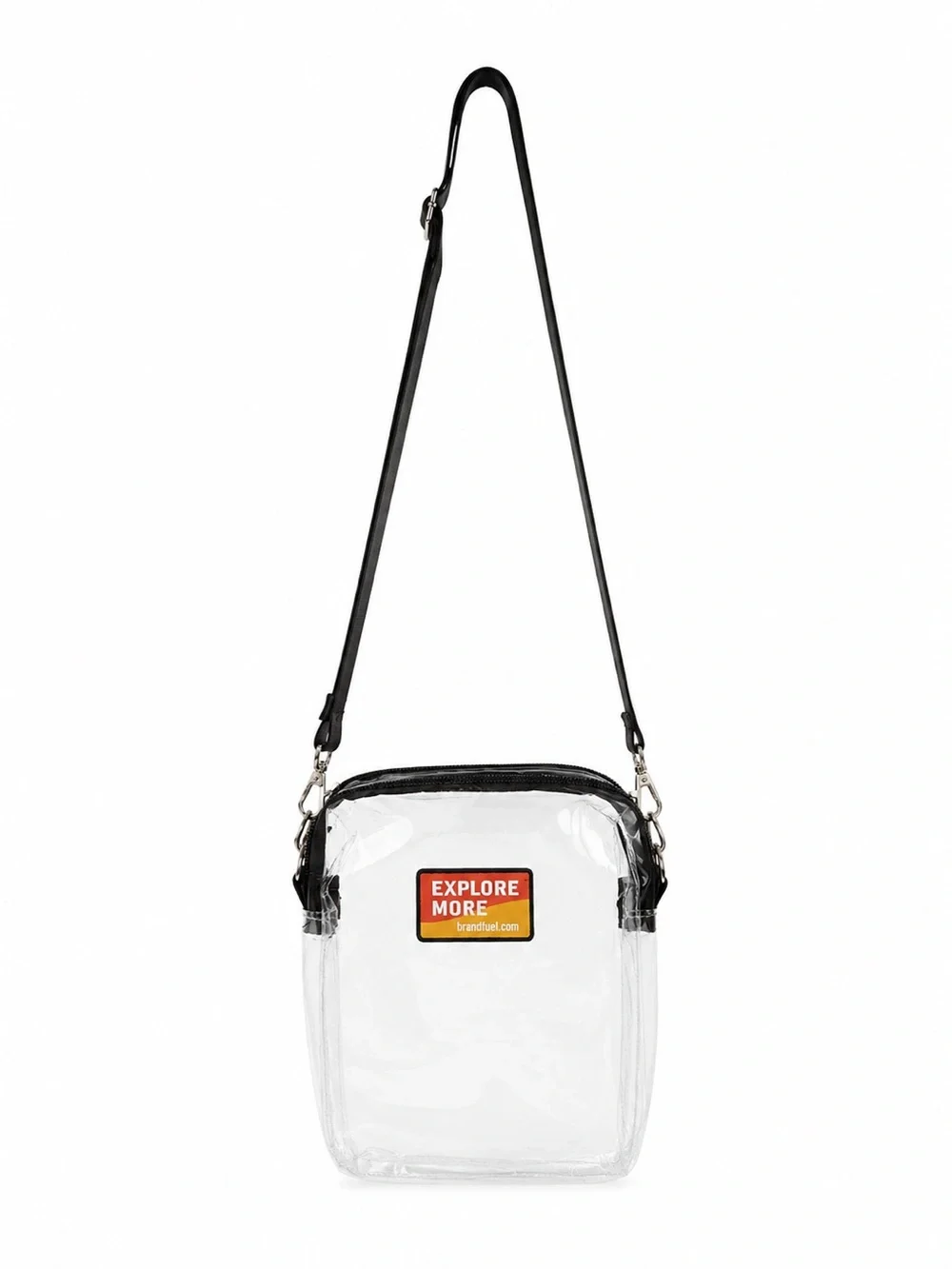 Clear Stadium Approved Crossbody Bag with Black Trim and 'Explore More' Patch - Picture 1 of 1